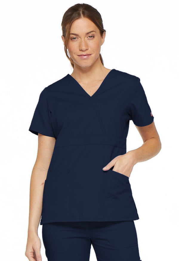 Ladies 3 Pocket Mock Wrap Scrub Top 2XL-3XL