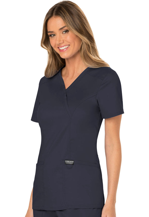 Women's 3 Pocket Mock Wrap Scrub Top
