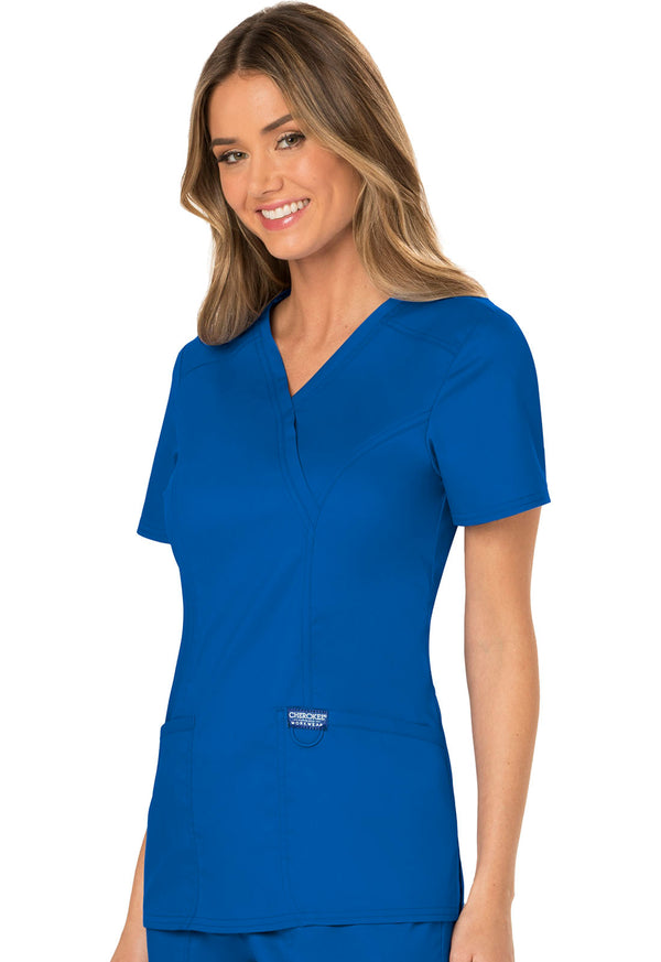 Women's 3 Pocket Mock Wrap Scrub Top