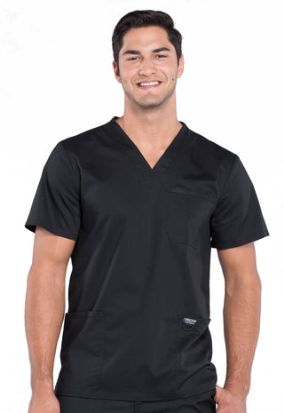 Buy blk-black Men's 3 Pocket V-Neck Scrub Top