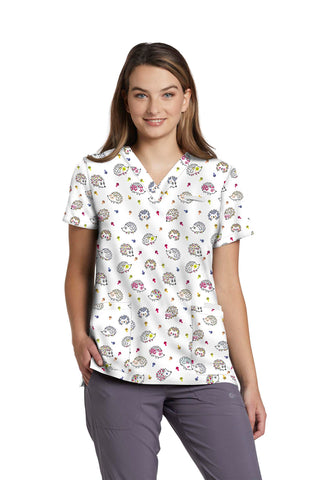 Ladies Cuties Print Scrub Top