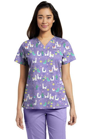 Ladies Llamaste Print Scrub Top