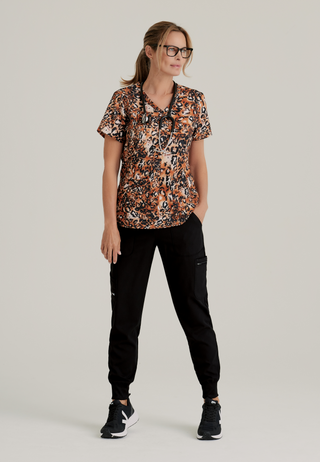 Ladies Cheetah Delight Print Scrub Top