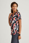 Ladies Dog Camo Print Scrub Top
