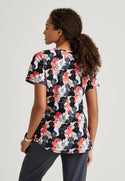 Ladies Dog Camo Print Scrub Top