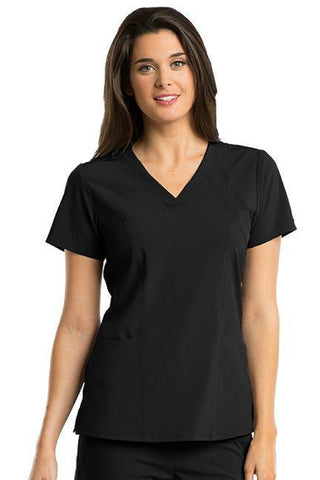 Barco One Scrub Top 4 Way Stretch XXS / Black / 50% Polyester 43% Recycled Polyester 7% Spandex Barco One - Ladies Vet Scrub Top 5105