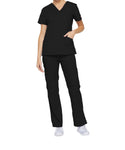 Ladies 3 Pocket Mock Wrap Scrub Top