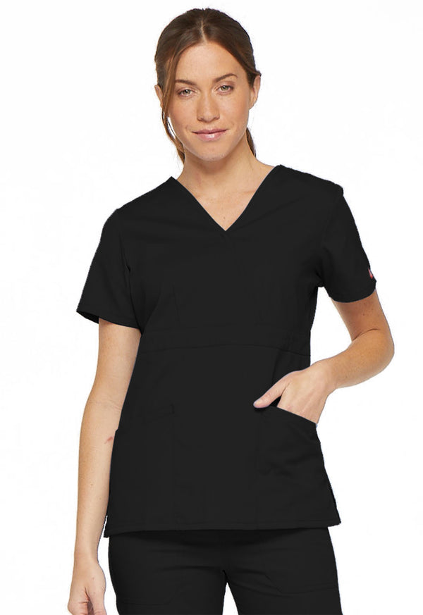 Ladies 3 Pocket Mock Wrap Scrub Top