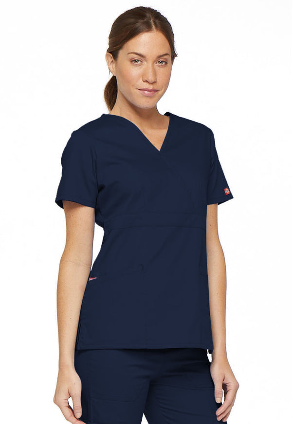 Ladies 3 Pocket Mock Wrap Scrub Top 2XL-3XL