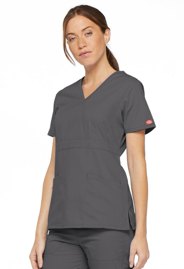 Ladies 3 Pocket Mock Wrap Scrub Top