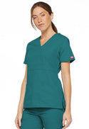 Ladies 3 Pocket Mock Wrap Scrub Top