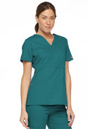 Ladies 3 Pocket Mock Wrap Scrub Top