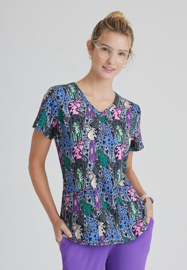 Ladies Hearts on Hearts Print Scrub Top