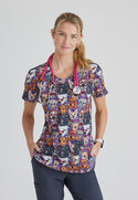 Ladies Part Of The Family Print Scrub Top