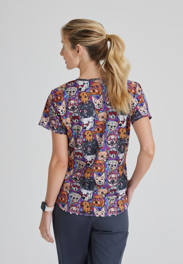 Ladies Part Of The Family Print Scrub Top