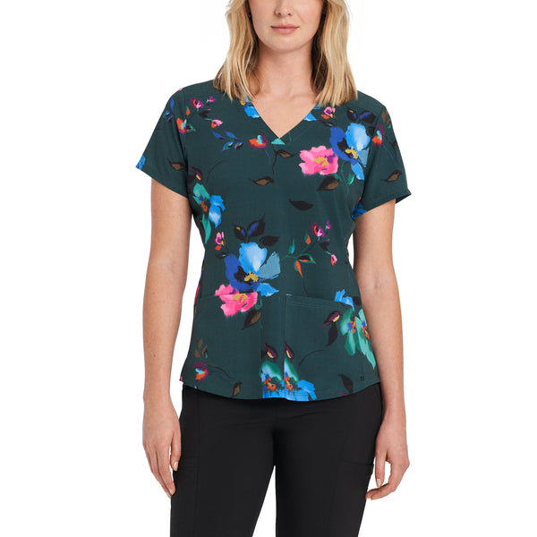 Ladies Electric Florals Print Scrub Top