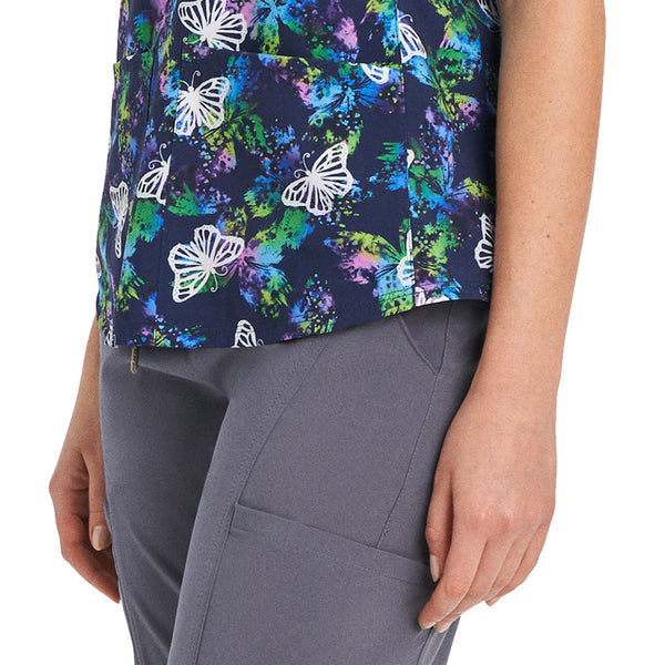 Ladies Psychedelic Butterfly Print Scrub Top