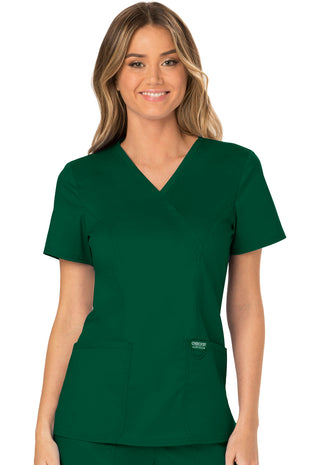 Buy hun-hunter-green Women's 3 Pocket Mock Wrap Scrub Top