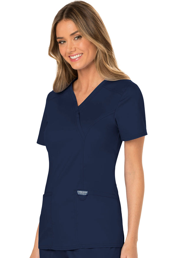 Women's 3 Pocket Mock Wrap Scrub Top 2XL - 5XL