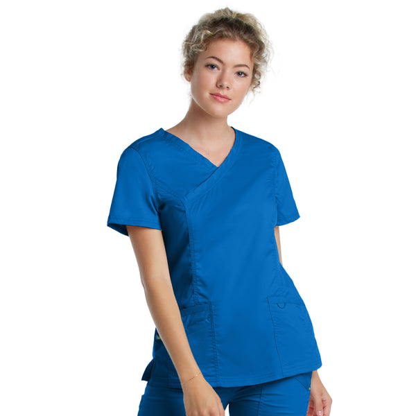 Ladies 3 Pocket Mock Wrap Scrub Top  | TSS Outlet