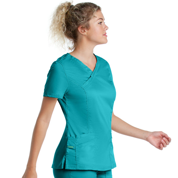 Ladies 3 Pocket Mock Wrap Scrub Top  | TSS Outlet