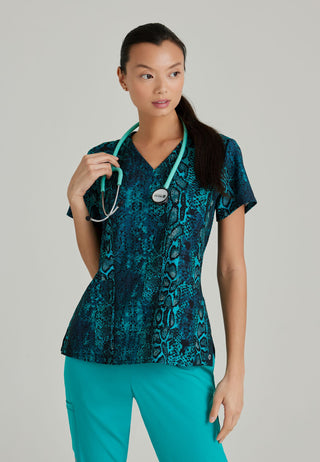 Ladies Python Play Print Scrub Top