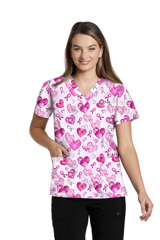 Ladies Hopeful Promise Print Scrub Top