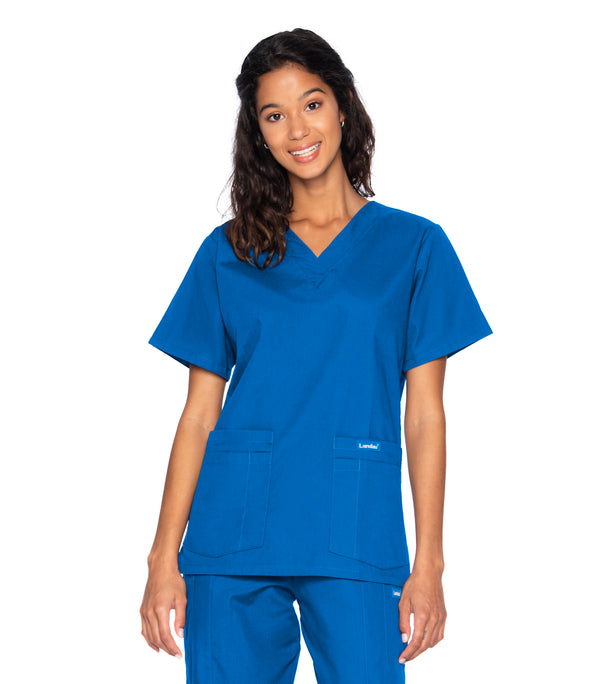 Ladies 4 Pocket V-Neck Scrub Top 2XL-3XL  | TSS Outlet