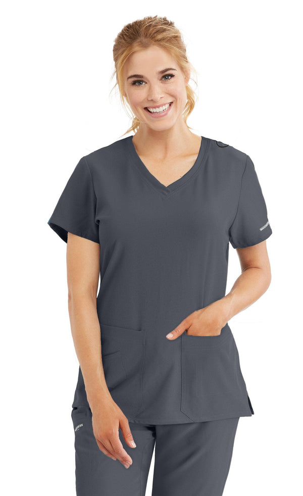 Skechers by BARCO Scrub Top 2XL / 18 Pewter Ladies Focus Scrub Top 2XL-5XL